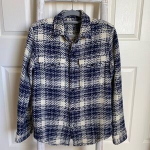 Outerknown Cloudweave shirt/jacket size M in navy/cream plaid organic cotton